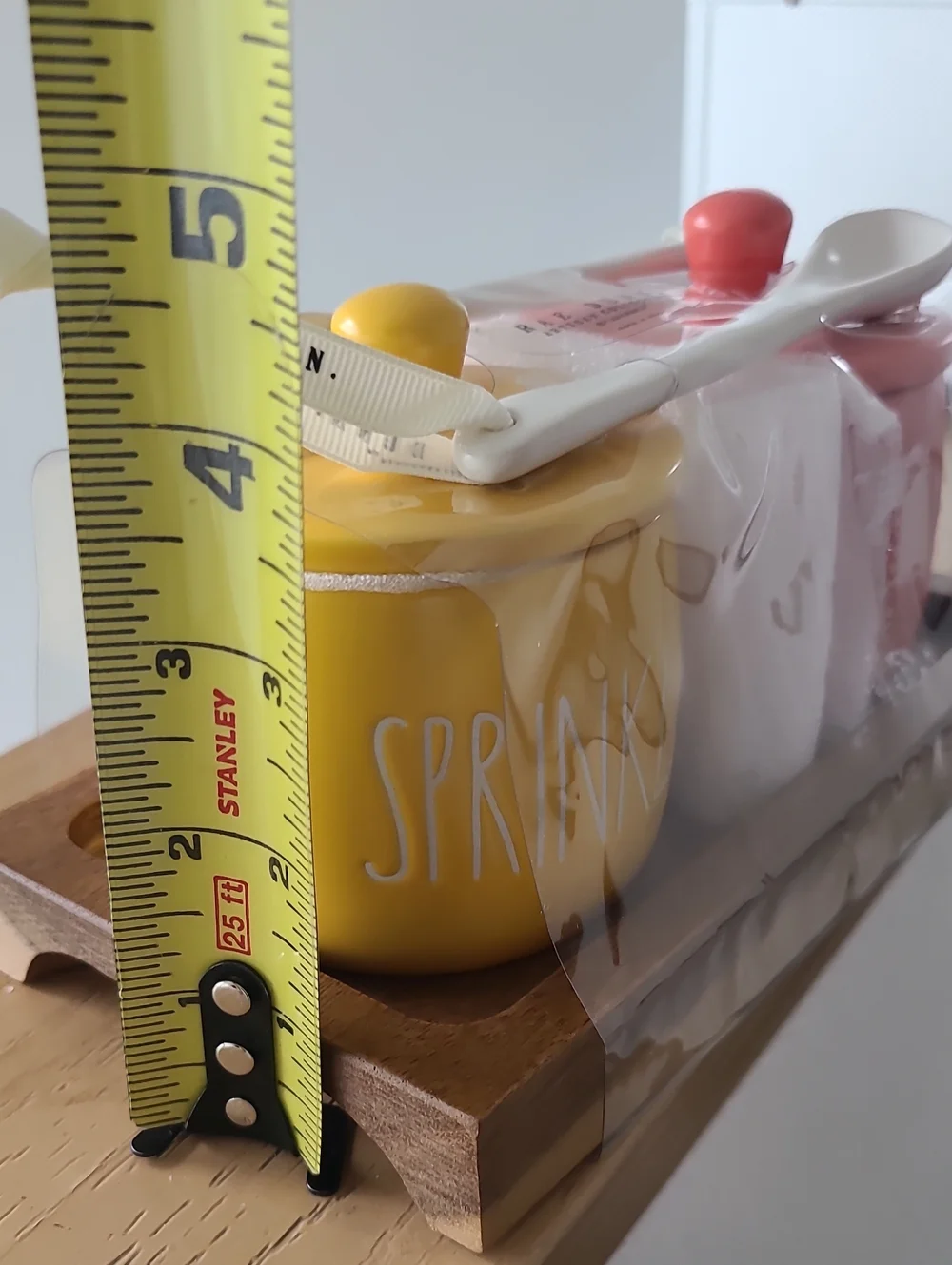 Rae Dunn Yellow Sprinkles & Coral Marshmallows Ceramic Jars with Spoons